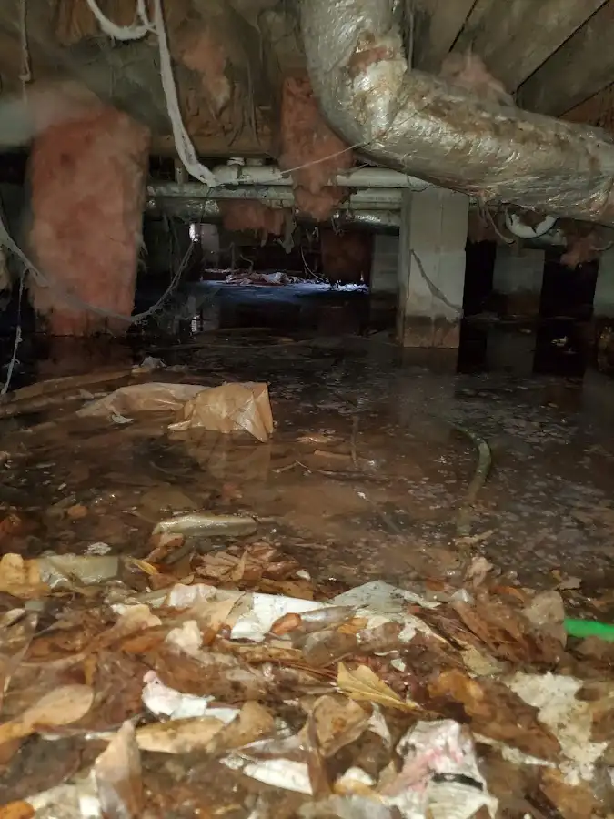 Crawl space flood assessment for Commercial Water Damage Restoration in Darby